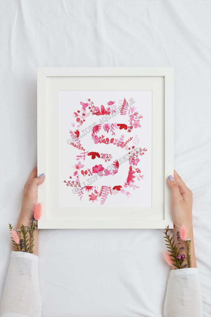 Lettre fleurie personnalisable : Rose.